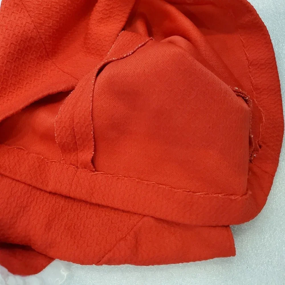 Vintage 50s 60s Girls Red Textured Dress Short Large Collar 18 Month Lace‎ Trim